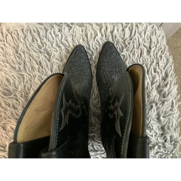 Men’s Dan Post Black Leather Cowboy Boots Red Embroidery - 11.5 - Picture 2 of 5